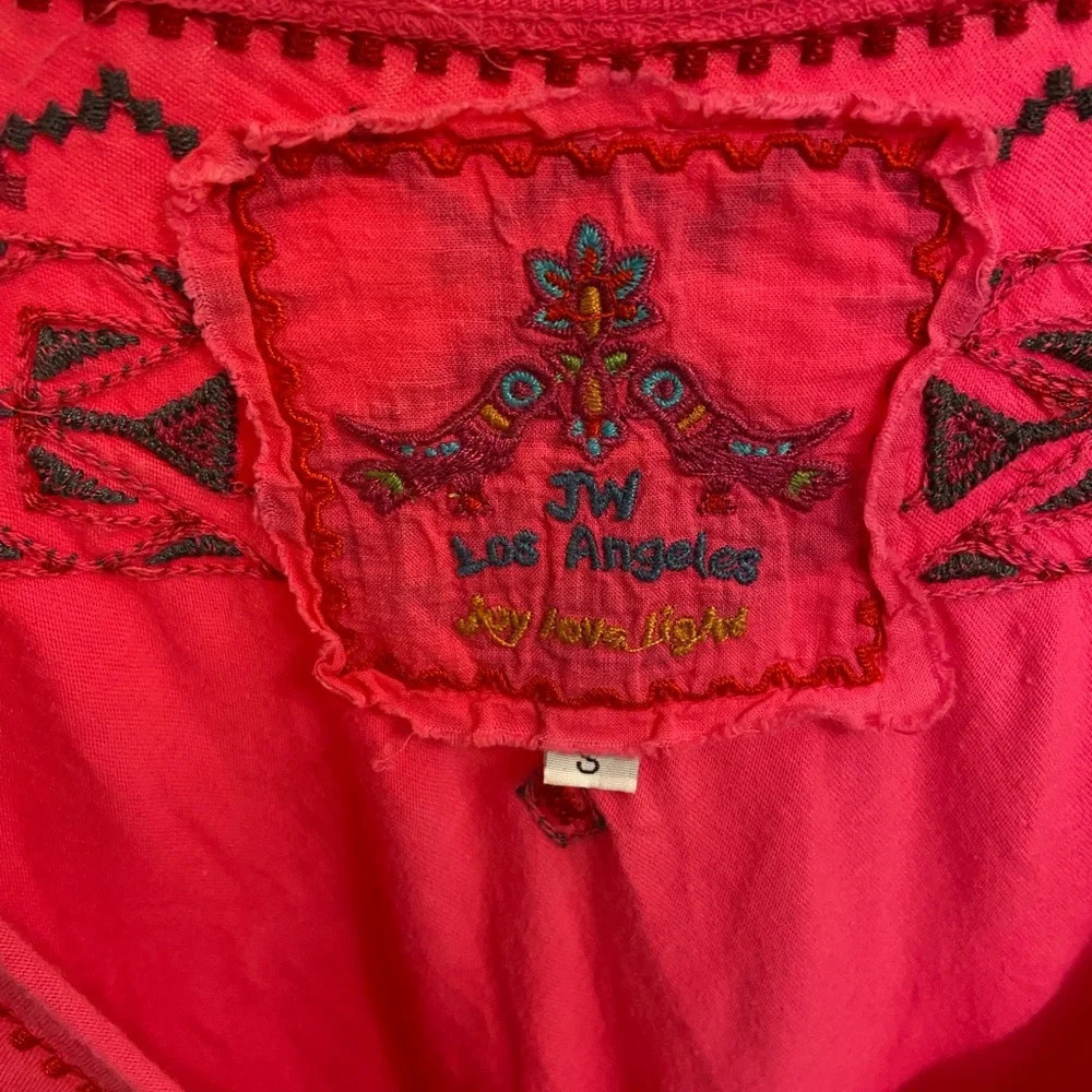 Johnny Was Embroidered Flowers Quarter Sleeve Blouse Pink Size Small - Picture 5 of 8